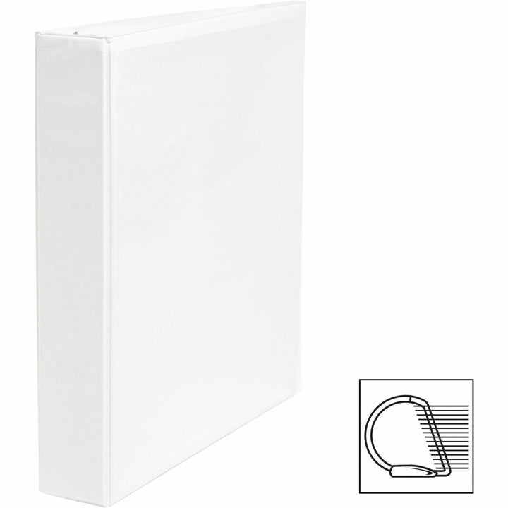 Image of Business Source D-Ring Binder, w/Pockets, 1-1/2" Cap, 8-1/2"x11", White