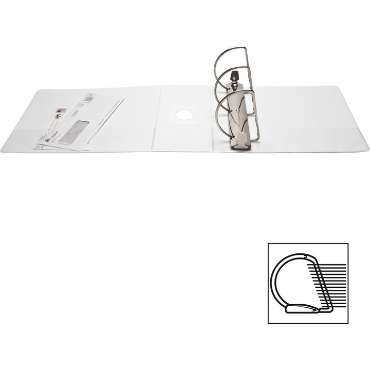 Image of Business Source D-Ring Binder, w/Pockets, 5" Cap, 8-1/2"x11", White