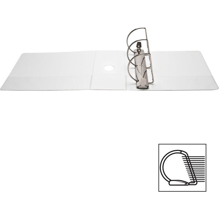 Image of Business Source D-Ring Binder, w/Pockets, 5" Cap, 8-1/2"x11", White