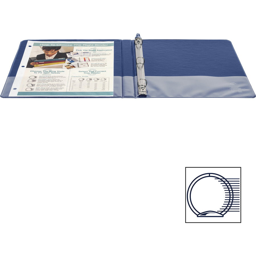 Image of Business Source Binder, Round Rings, 1/2" Cap, 8-1/2"x11", Dark Blue