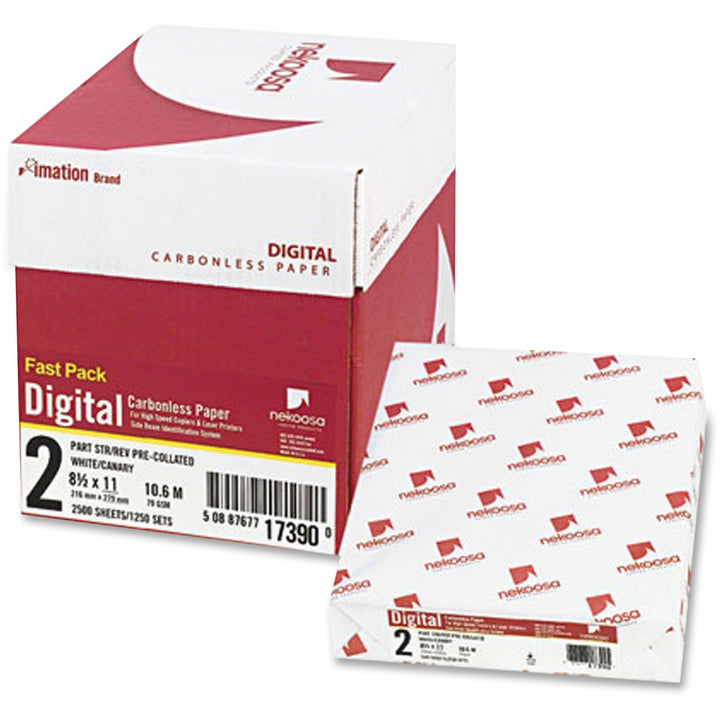 Image of Nekoosa Fast Pack Digital Carbonless Paper, 2-Part, 8.5 X 11, White/canary, 500 Sheets/ream, 5 Reams/carton