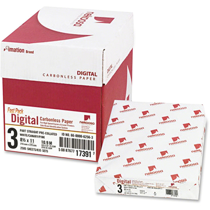 Image of Nekoosa Fast Pack Carbonless 3-Part Paper, 8.5 X 11, White/canary/pink, 500 Sheets/ream, 5 Reams/carton