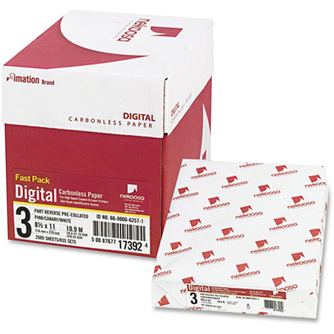 Image of Nekoosa Fast Pack Carbonless 3-Part Paper, 8.5 X 11, Pink/canary/white, 500 Sheets/ream, 5 Reams/carton
