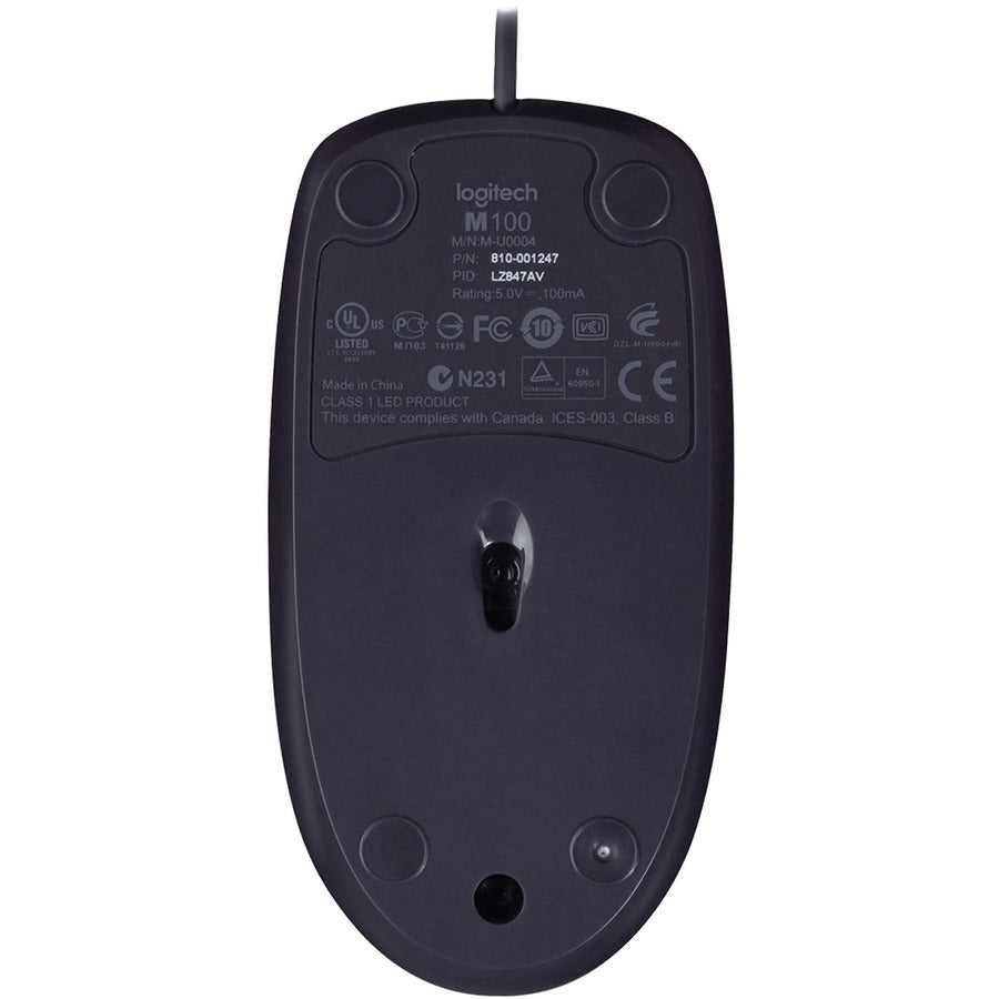 Image of Logitech® B100 Optical Usb Mouse, Usb 2.0, Left/right Hand Use, Black