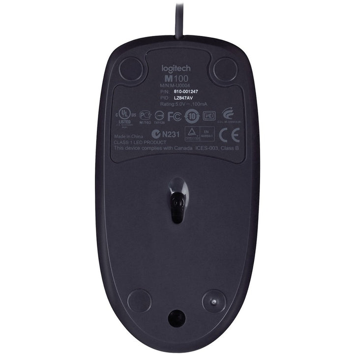 Image of Logitech® B100 Optical Usb Mouse, Usb 2.0, Left/right Hand Use, Black