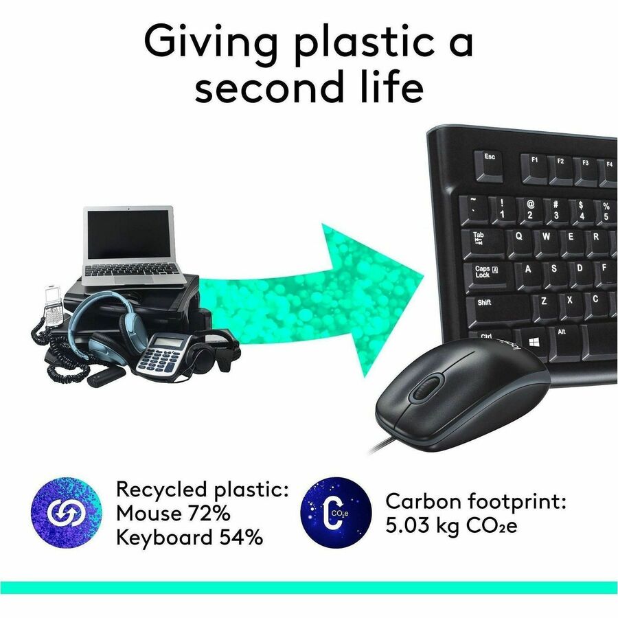 Image of Logitech® Mk120 Wired Keyboard + Mouse Combo, Usb 2.0, Black