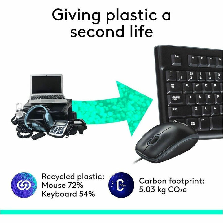 Image of Logitech® Mk120 Wired Keyboard + Mouse Combo, Usb 2.0, Black