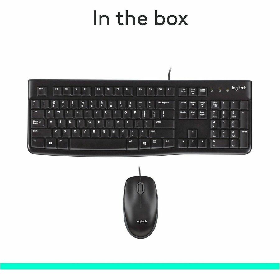 Image of Logitech® Mk120 Wired Keyboard + Mouse Combo, Usb 2.0, Black