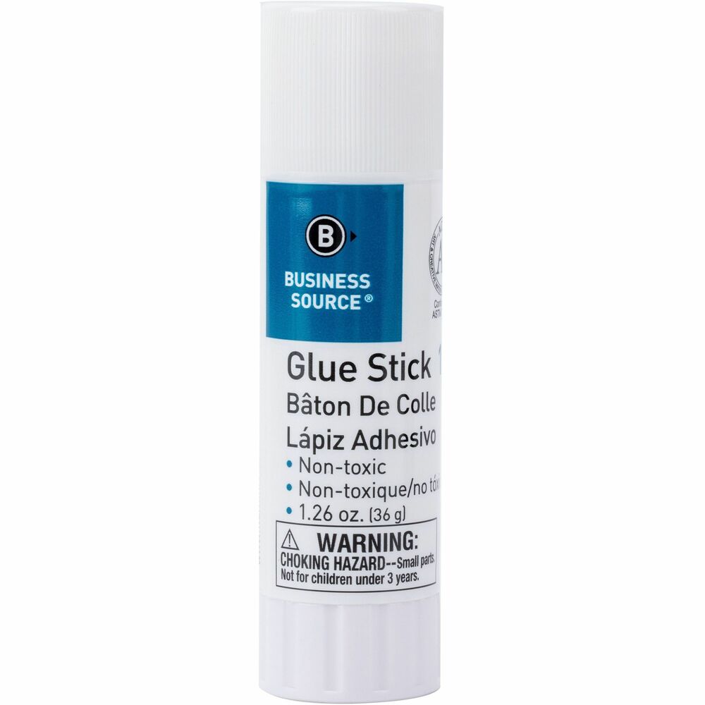 Image of Business Source Glue Stick, Permanent, Acid-free, 1.26 oz, Clear