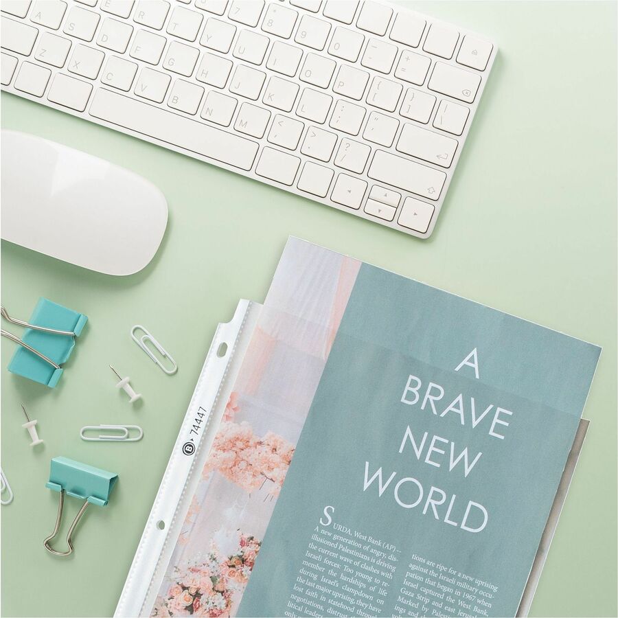 Image of Business Source Sheet Protectors,Top Load,2.0mil,11"x8-1/2",100/PK,Semi-CL