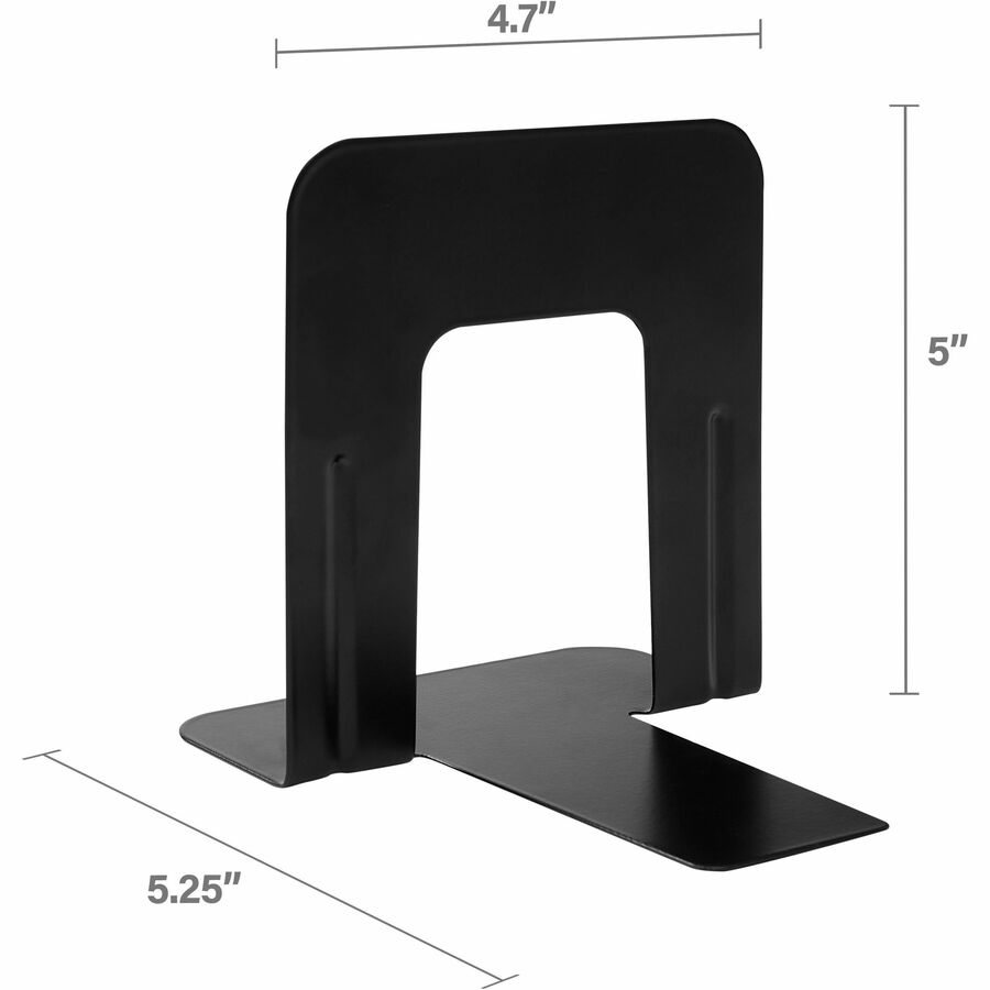 Image of Business Source Bookends, Standard, Steel, 4-3/4"x5-1/4"x5", Black