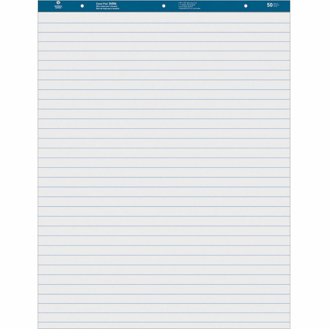 Image of Business Source Easel Pad, Ruled, 50 Sheets, 27"x34", 4/CT, White