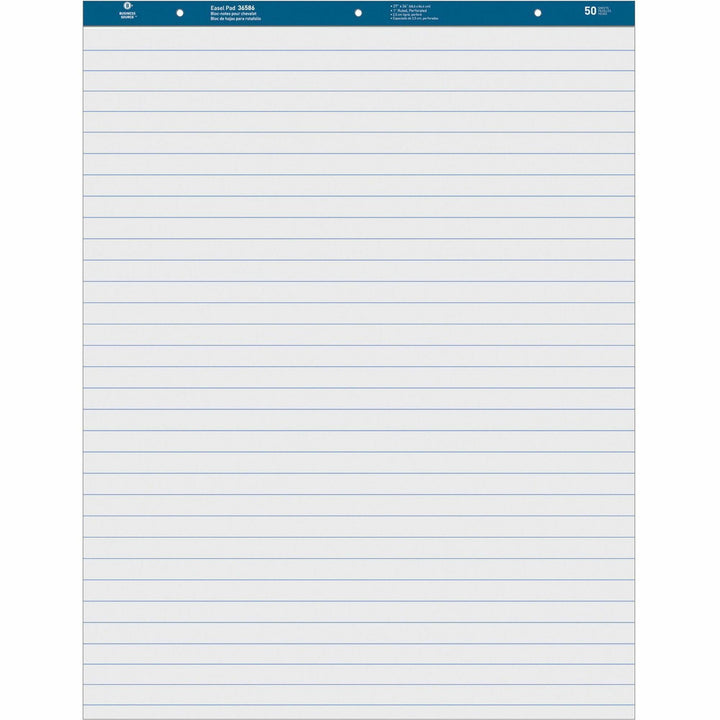 Image of Business Source Easel Pad, Ruled, 50 Sheets, 27"x34", 4/CT, White