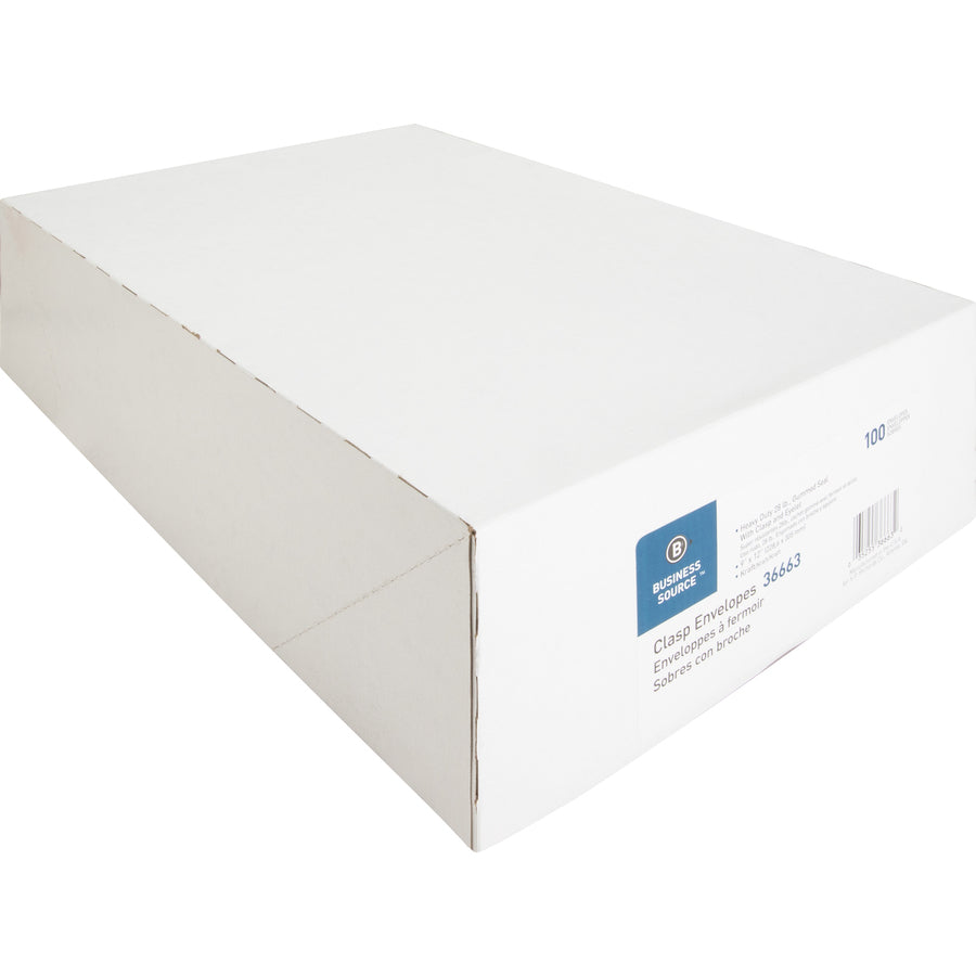 Image of Business Source Clasp Envelopes,28 lb.,9"x12",100/BX,Brown Kraft