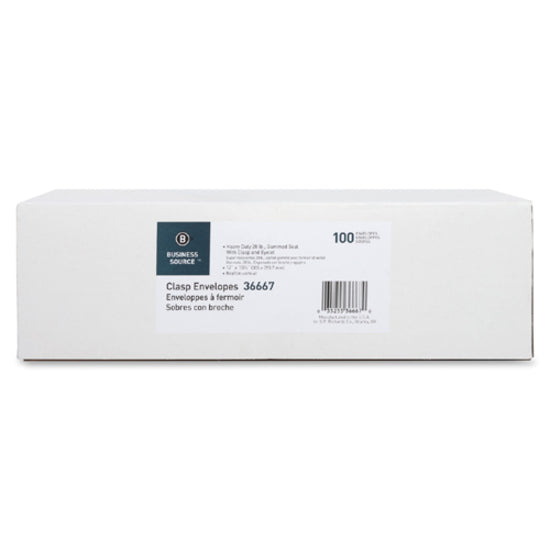 Image of Business Source Clasp Envelopes,28 lb.,12"x15-1/2",100/BX,Brown Kraft