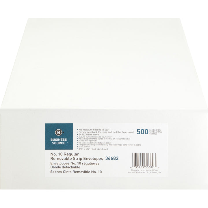 Image of Business Source Peel/Seal Envelopes, No.10, Tint, 4-1/8"x9-1/2", 500/BX, WE