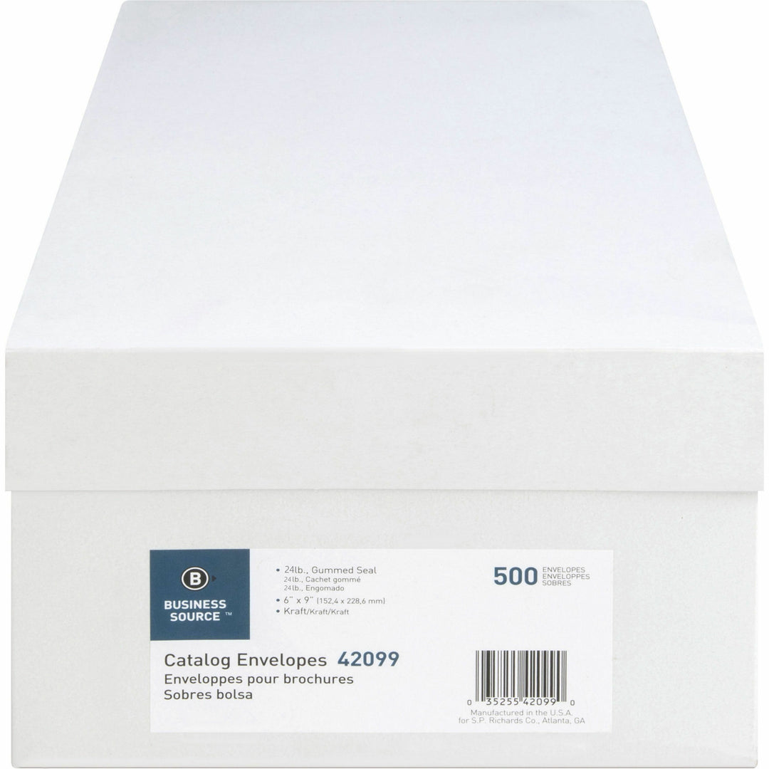 Image of Business Source Catalog Envelopes, 24 lb, 6"x9", 500/BX, Kraft