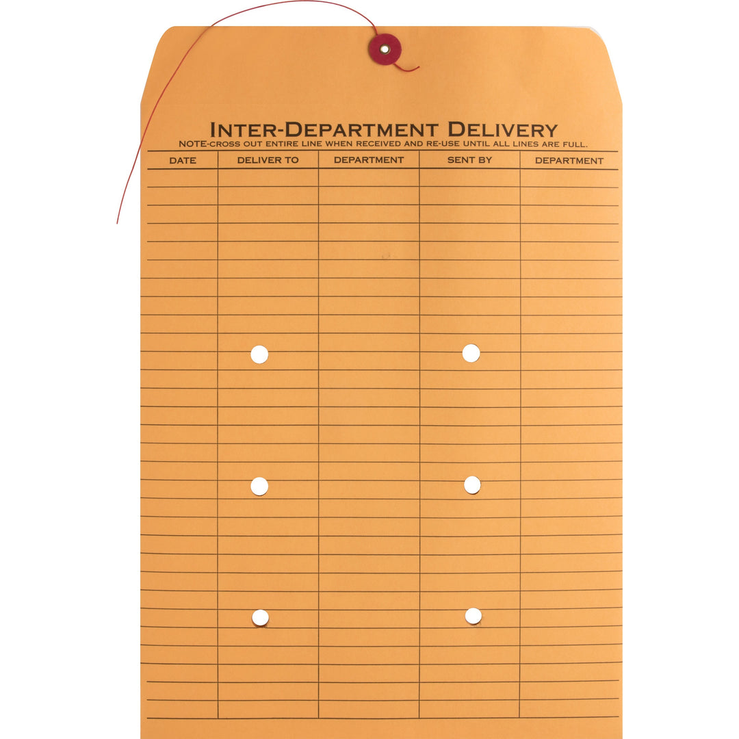 Image of Business Source Inter-Dept.Envelopes, Str/Button Close,10"x13",100/BX,Kraft