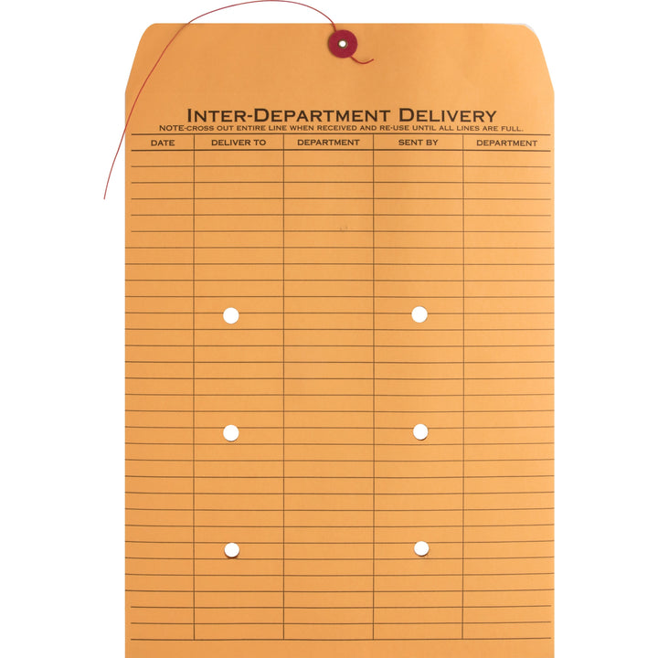 Image of Business Source Inter-Dept.Envelopes, Str/Button Close,10"x13",100/BX,Kraft