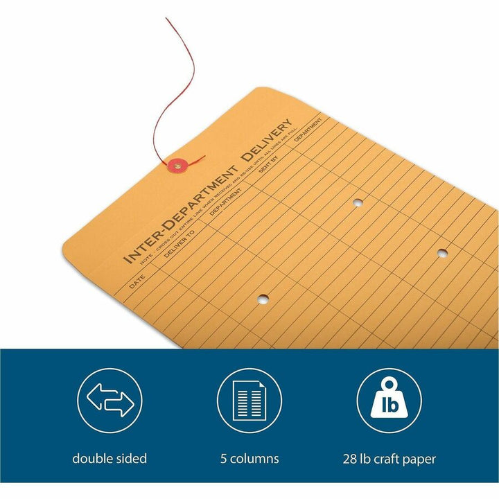 Image of Business Source Inter-Dept.Envelopes, Str/Button Close,10"x13",100/BX,Kraft