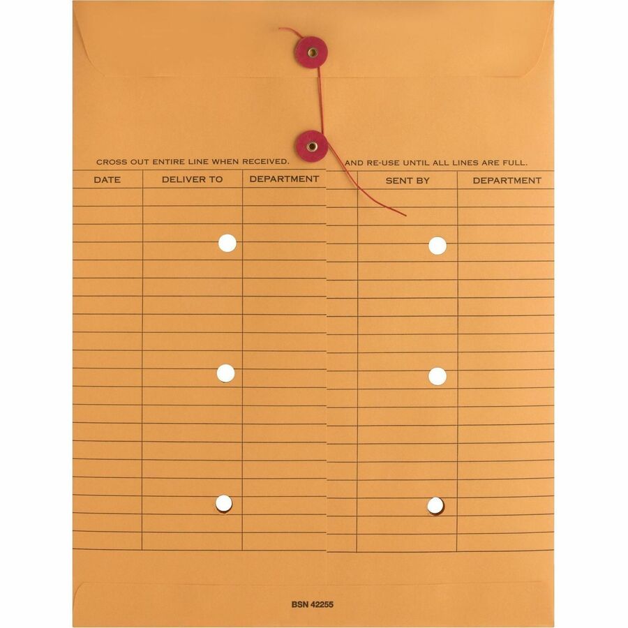 Image of Business Source Inter-Dept.Envelopes, Str/Button Close,10"x13",100/BX,Kraft