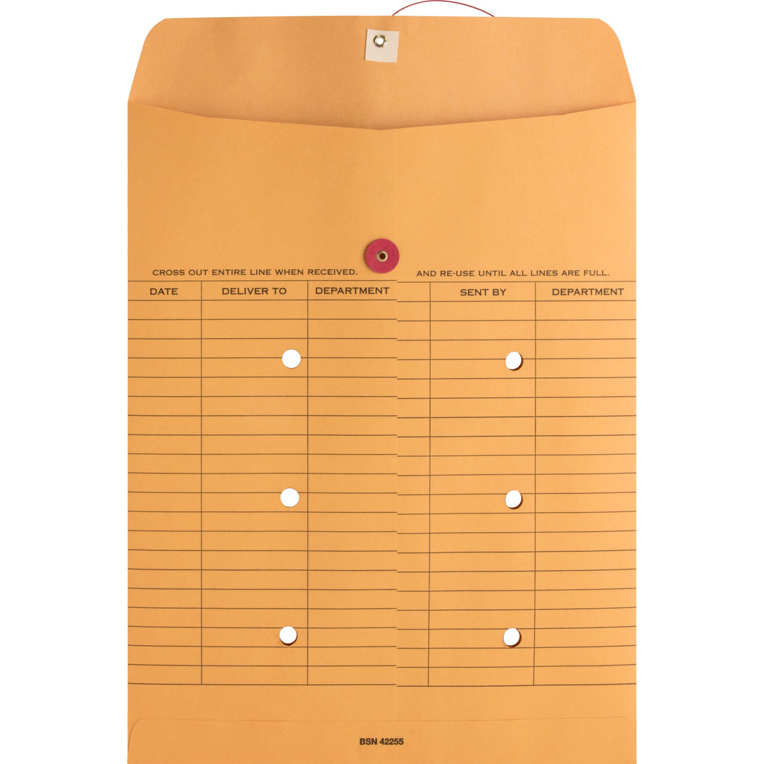 Image of Business Source Inter-Dept.Envelopes, Str/Button Close,10"x13",100/BX,Kraft