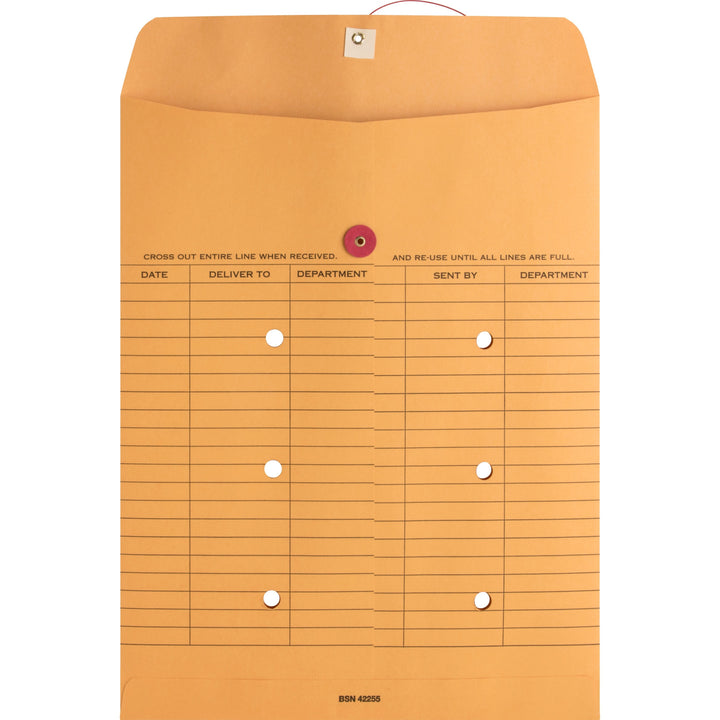 Image of Business Source Inter-Dept.Envelopes, Str/Button Close,10"x13",100/BX,Kraft