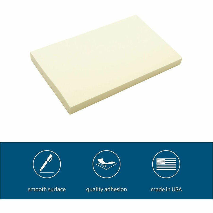 Image of Business Source Adhesive Note Pads, Plain, 3"x5", 100 Sht/PD, 18/PK, Yellow