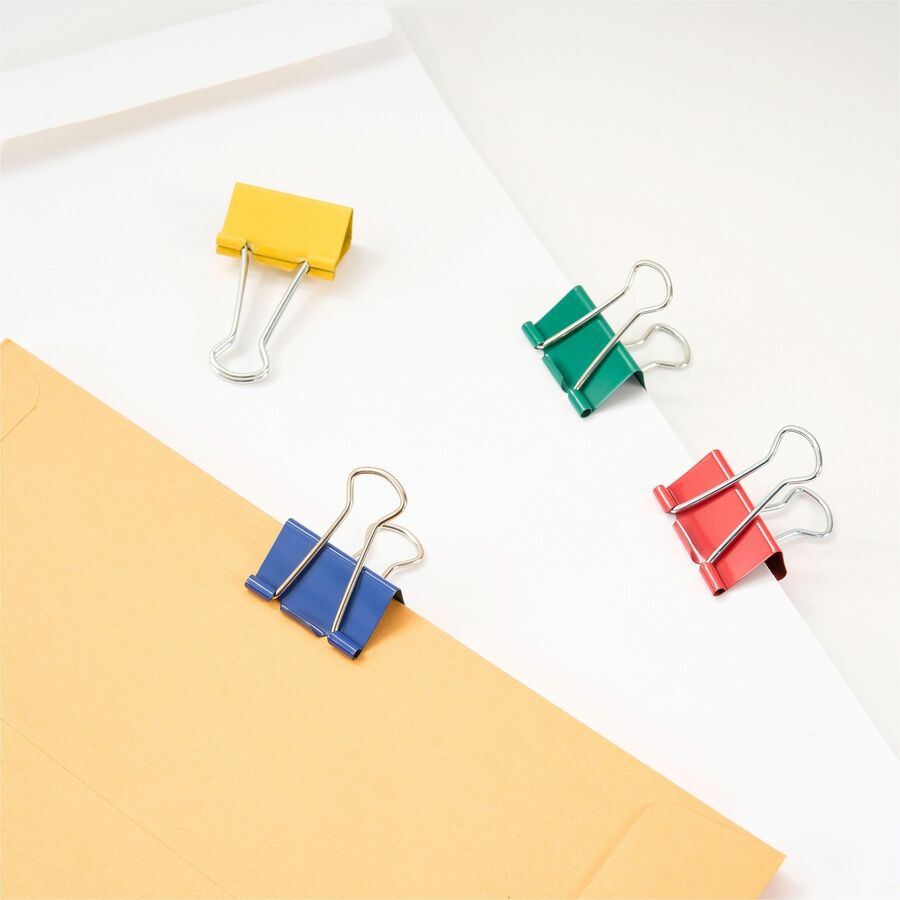 Image of Business Source Binder Clips, Medium 1-1/4"W, 5/8" Capacity, 24/PK, Assorted