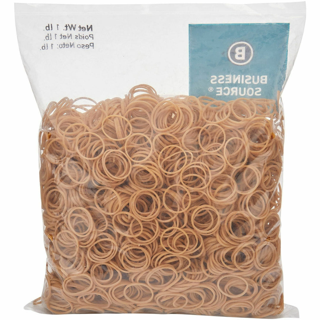 Image of Business Source Rubber Bands,Size 10,1 lb./BG,1-1/4"x1/16",Natural Crepe