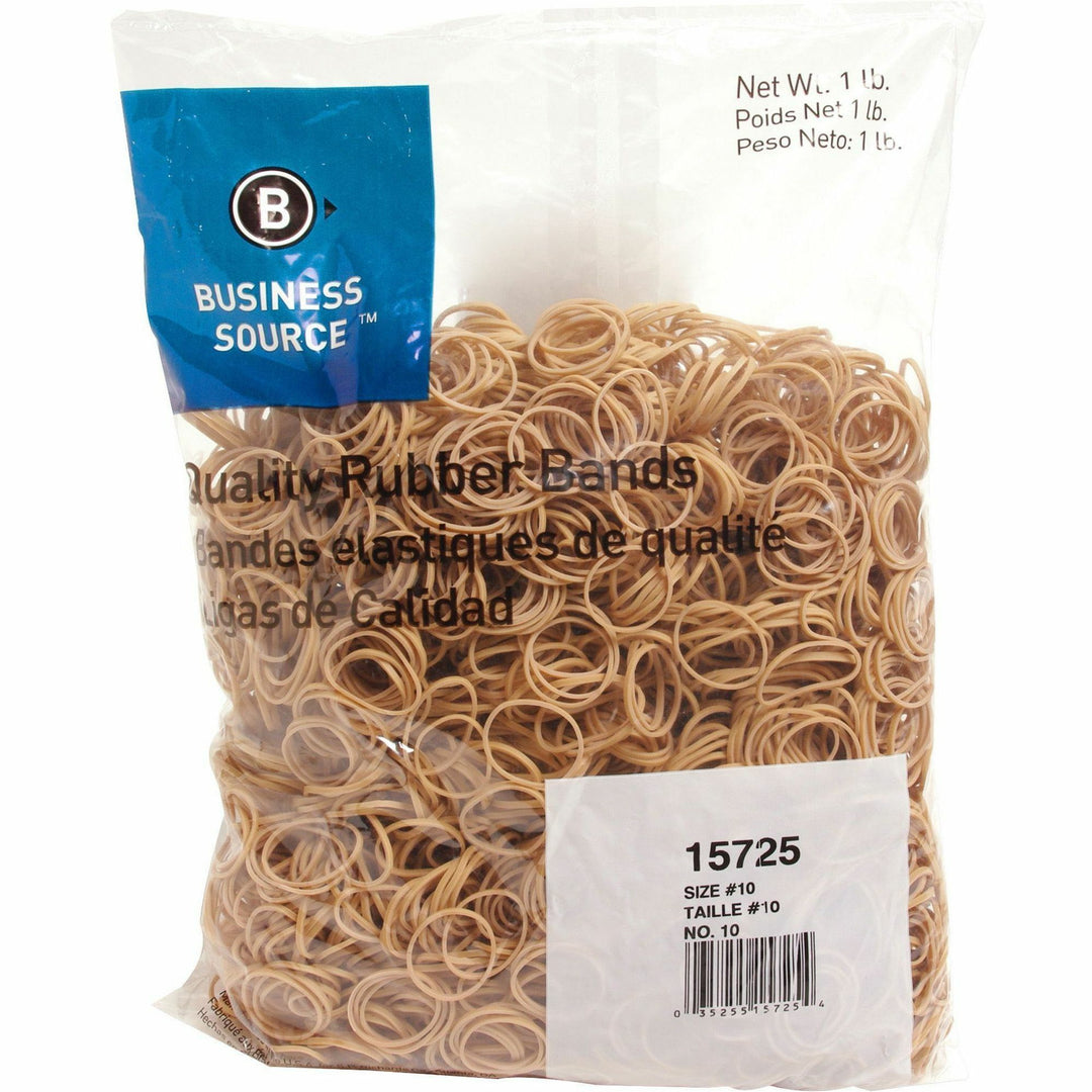 Image of Business Source Rubber Bands,Size 10,1 lb./BG,1-1/4"x1/16",Natural Crepe