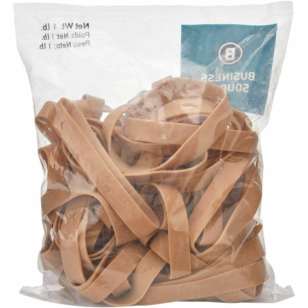 Image of Business Source Rubber Bands,Size 105,1 lb./BG,5"x5/8",Natural Crepe
