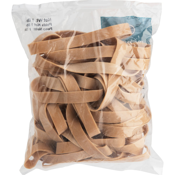 Image of Business Source Rubber Bands,Size 107,1 lb./BG,7"x5/8",40/PK,Natural Crepe