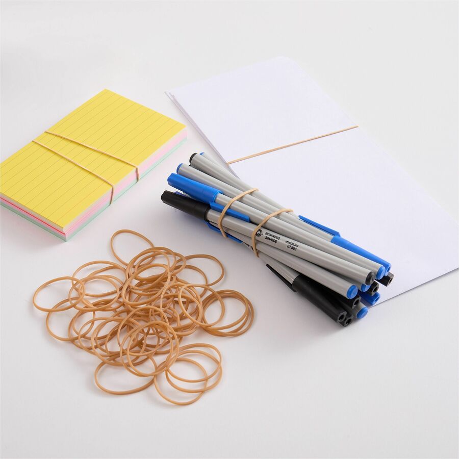 Image of Business Source Rubber Bands,Size 12,1 lb./BG,1-3/4"x1/16",Natural Crepe