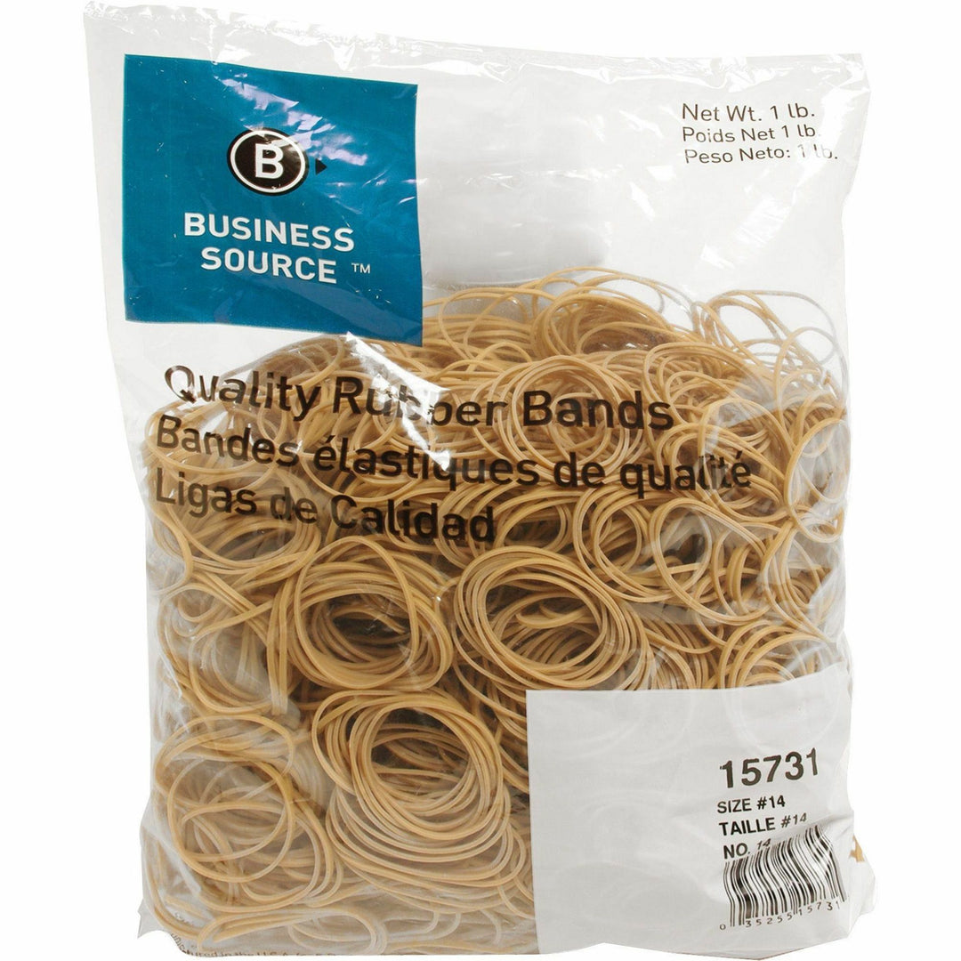 Image of Business Source Rubber Bands,Size 14,1 lb./BG,2"x1/16",Natural Crepe