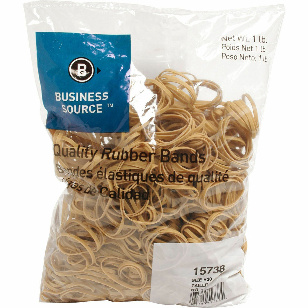 Image of Business Source Rubber Bands,Size 30,1 lb./BG,2"x1/18",Natural Crepe