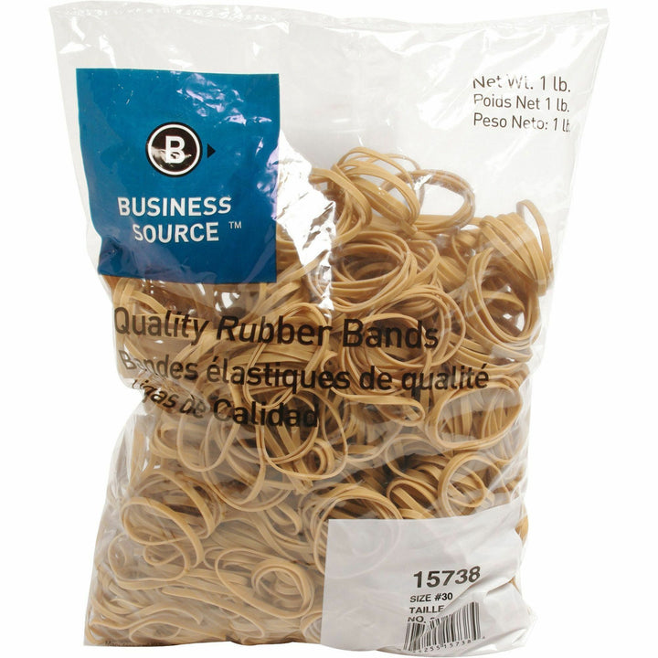 Image of Business Source Rubber Bands,Size 30,1 lb./BG,2"x1/18",Natural Crepe