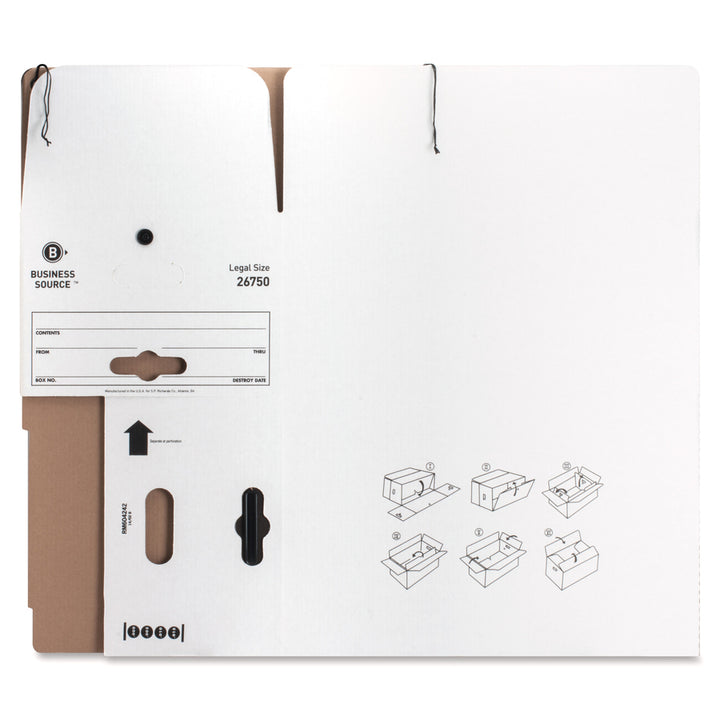 Image of Business Source Storage Boxes, Legal, 350 lbs., 15"x24"x10", 12/CT, White