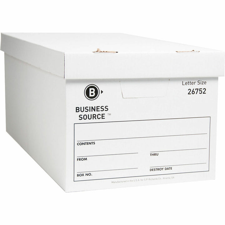 Image of Business Source Storage Boxes, Ltr, 500 lb, 12"x24"x10", 12/CT, White