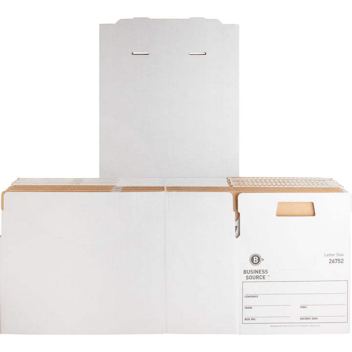 Image of Business Source Storage Boxes, Ltr, 500 lb, 12"x24"x10", 12/CT, White