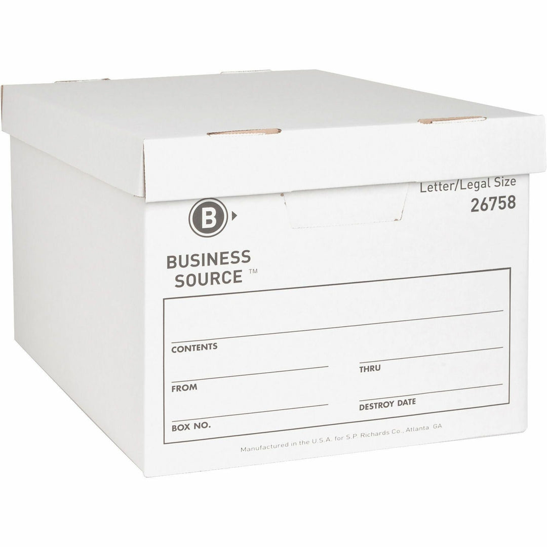 Image of Business Source Storage Boxes, Ltr/Legal, 650 lb, 12"x15"x10", 12/CT, White