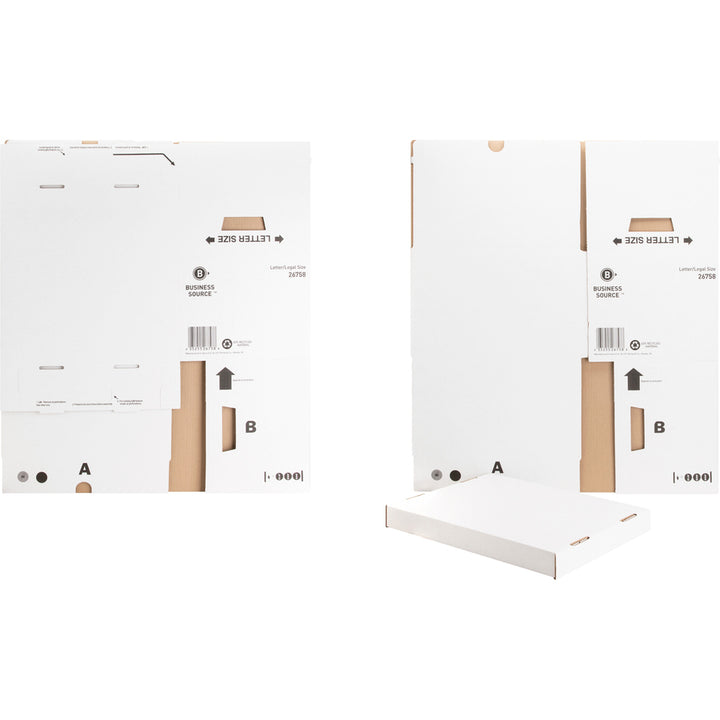 Image of Business Source Storage Boxes, Ltr/Legal, 650 lb, 12"x15"x10", 12/CT, White
