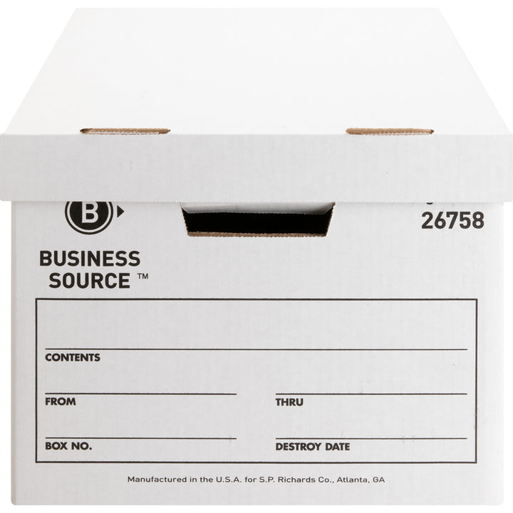 Image of Business Source Storage Boxes, Ltr/Legal, 650 lb, 12"x15"x10", 12/CT, White