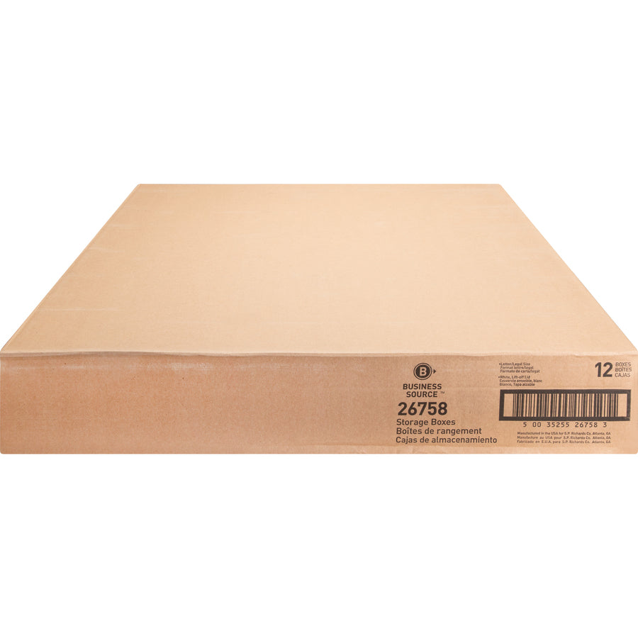 Image of Business Source Storage Boxes, Ltr/Legal, 650 lb, 12"x15"x10", 12/CT, White