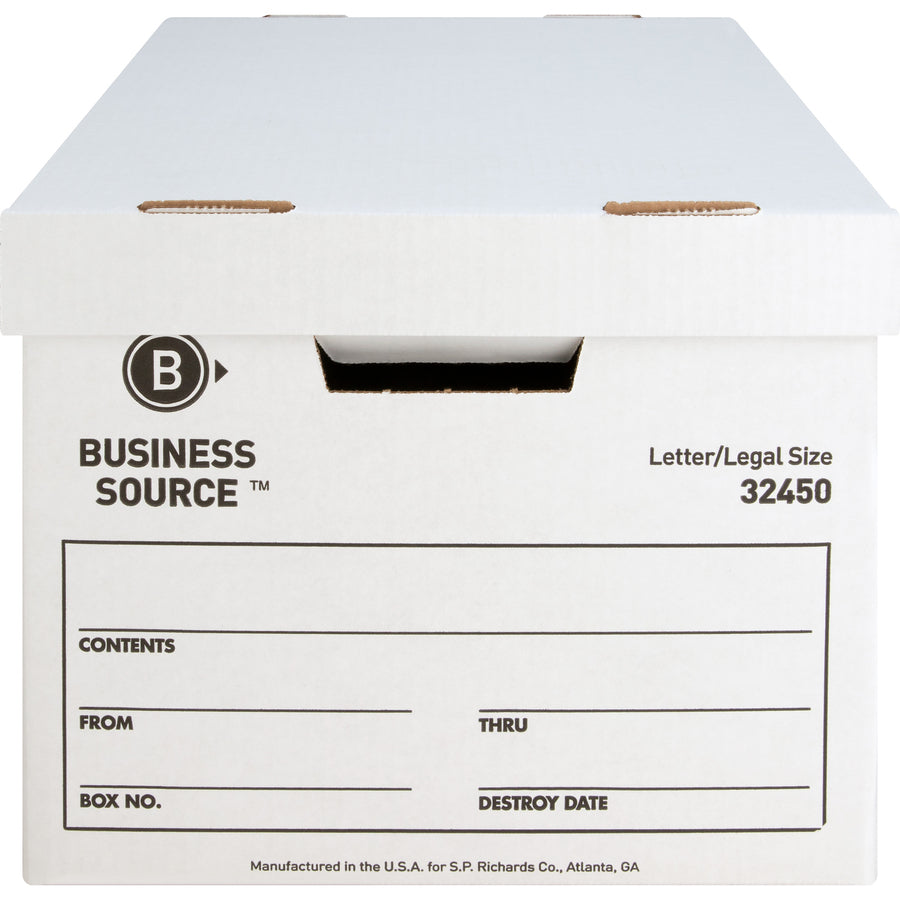 Image of Business Source Storage Boxes, Ltr/Legal, 400 lb, 12"x15"x10", 12/CT, White