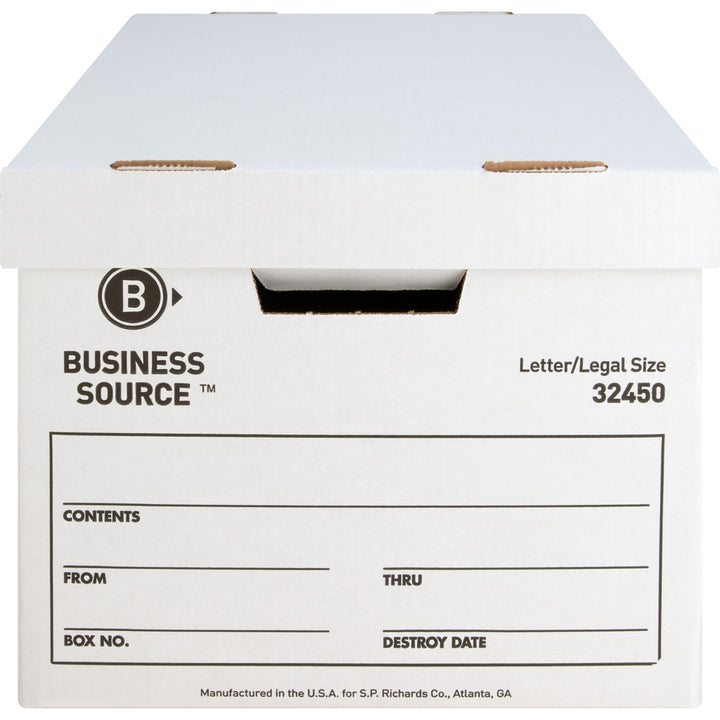 Image of Business Source Storage Boxes, Ltr/Legal, 400 lb, 12"x15"x10", 12/CT, White
