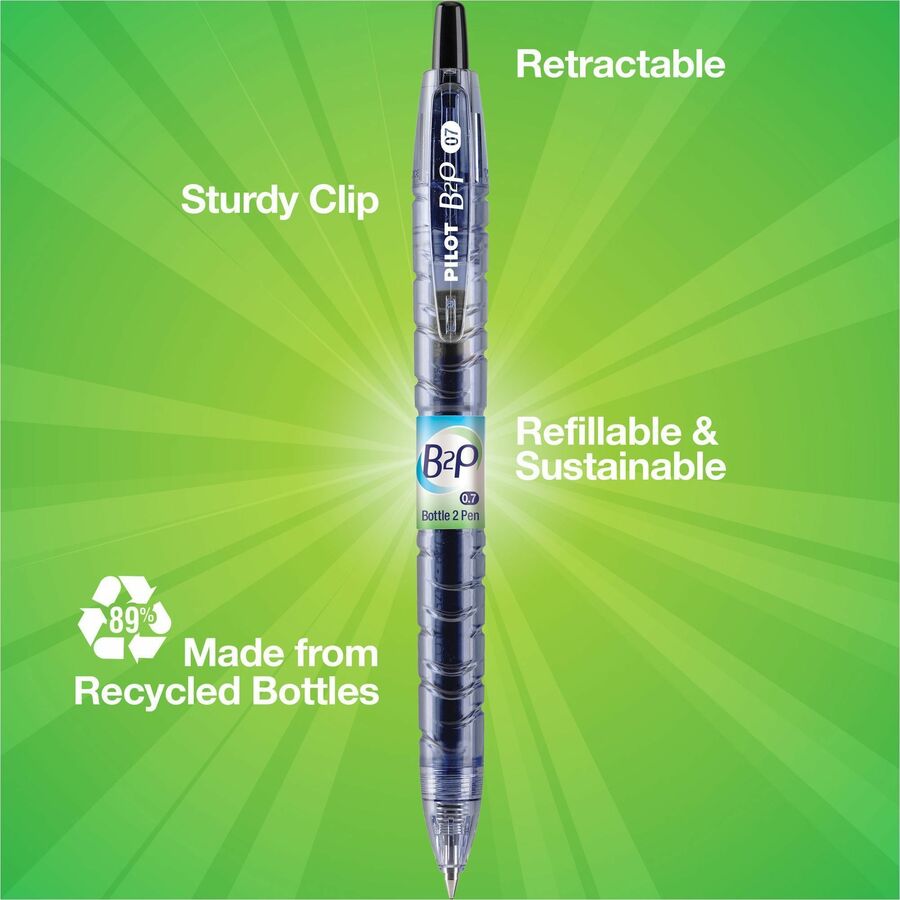 Image of Pilot® B2p Bottle-2-Pen Recycled Gel Pen, Retractable, Fine 0.7 Mm, Red Ink, Translucent Blue Barrel