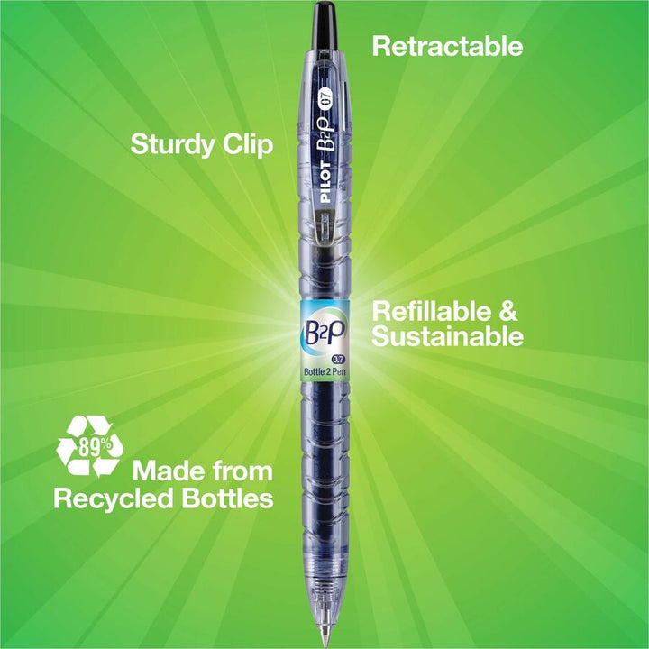 Image of Pilot® B2p Bottle-2-Pen Recycled Gel Pen, Retractable, Fine 0.7 Mm, Red Ink, Translucent Blue Barrel