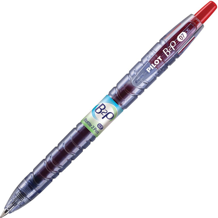 Image of Pilot® B2p Bottle-2-Pen Recycled Gel Pen, Retractable, Fine 0.7 Mm, Red Ink, Translucent Blue Barrel