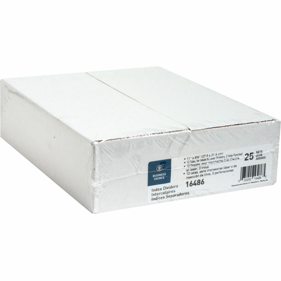 Image of Business Source Index Dividers, 3HP, 12-Tab, 25 Sets/BX, 8-1/2"x11", WE